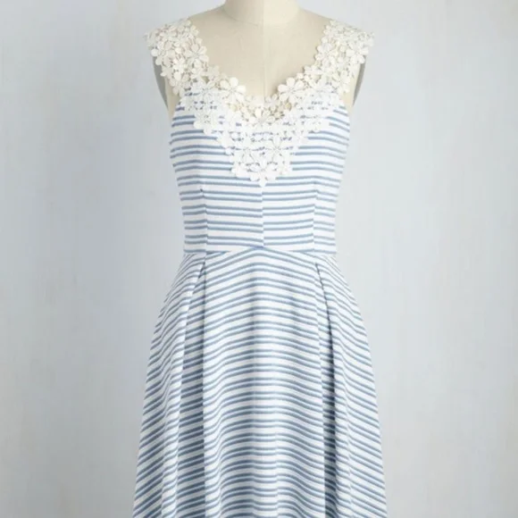 Modcloth Dresses | Modcloth Lighthouse Party Hostess Dress Sz | Color: Blue/White | Size: S | Glamandgirly's Closet